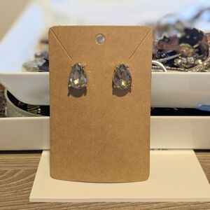 Silvertone Teardrop Rhinestone Earrings